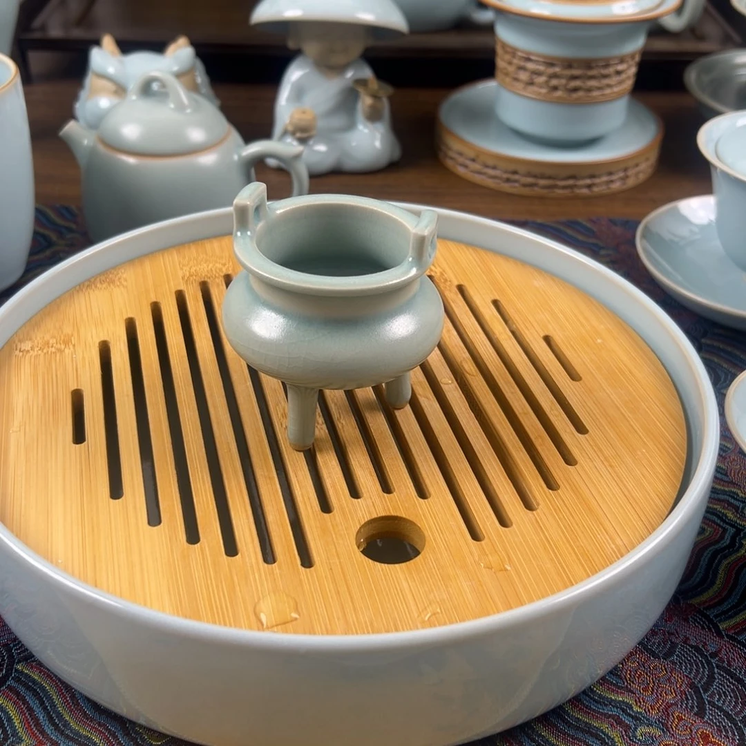 摆件瓷原矿釉水小香炉微瑕