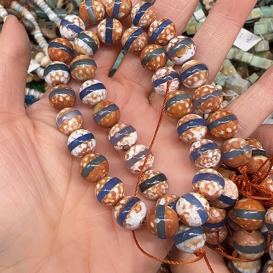 玛瑙/玉髓合金珠宝半成品一线蓝玛瑙10mm一条