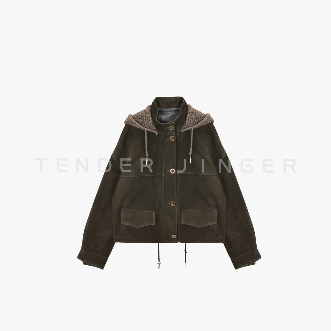 Tender Jinger｜线下专供 针织连帽羽绒皮夹克T54MDD50371