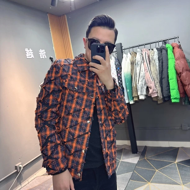 春季男装秋季提花夹克百搭菱形中性风格纹英式学院韩版时尚上衣男