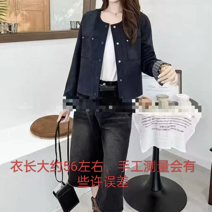 516秋季时尚拼接格子减龄百搭外套