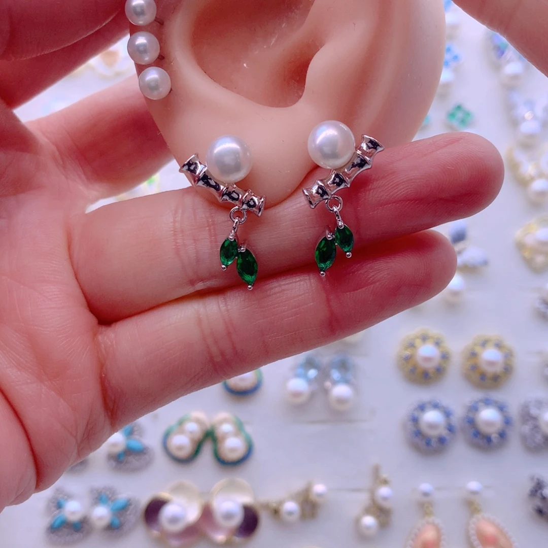 淡水珍珠耳饰合金