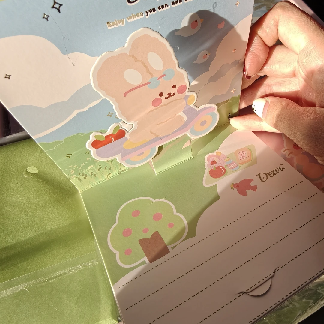 福利款可爱立体贺卡信封一单48张三个图案随机