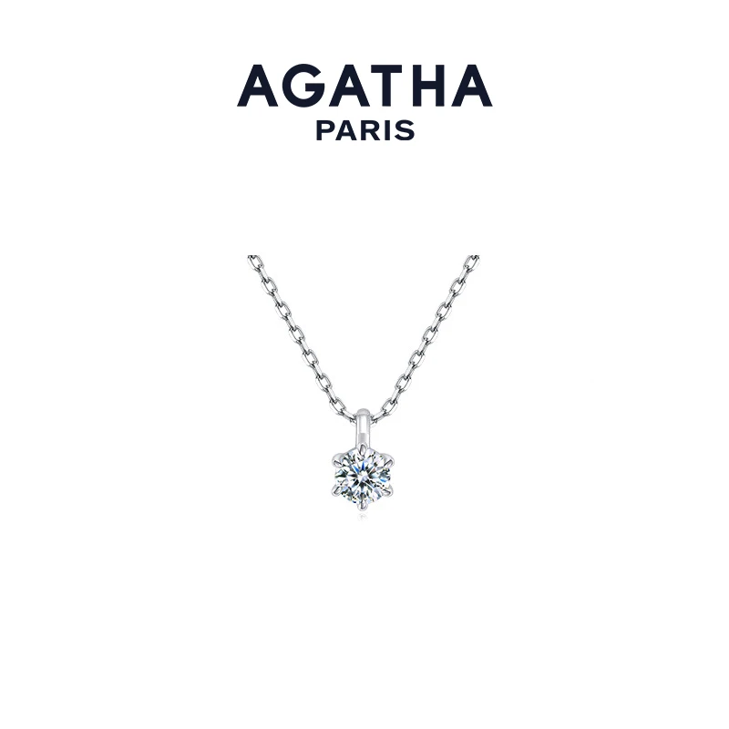 AGATHA 坠链均925银合成锆石 璀璨之星尤莱特轻奢浪漫单钻银项链D