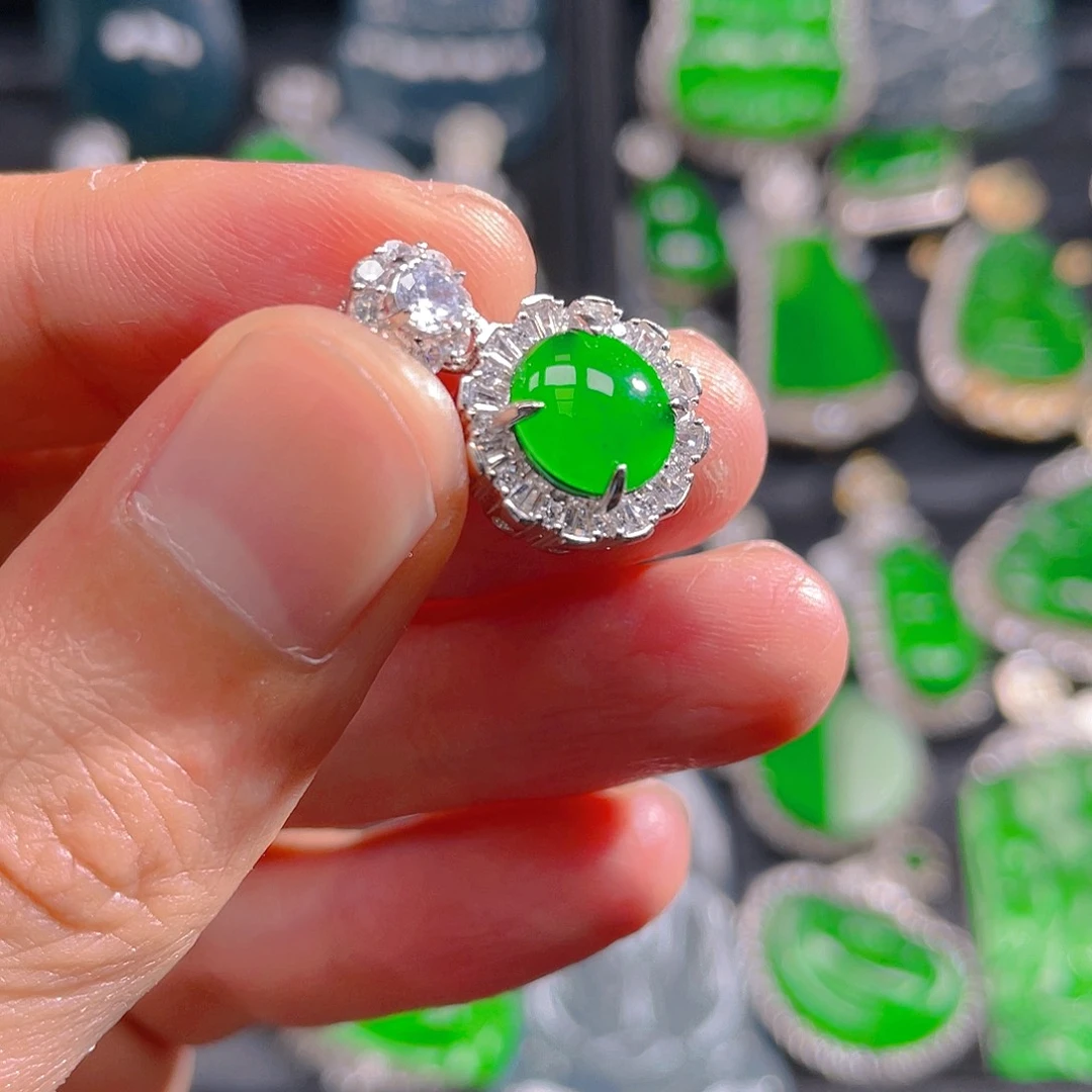 翡翠银S925镶嵌吊坠(不含链)