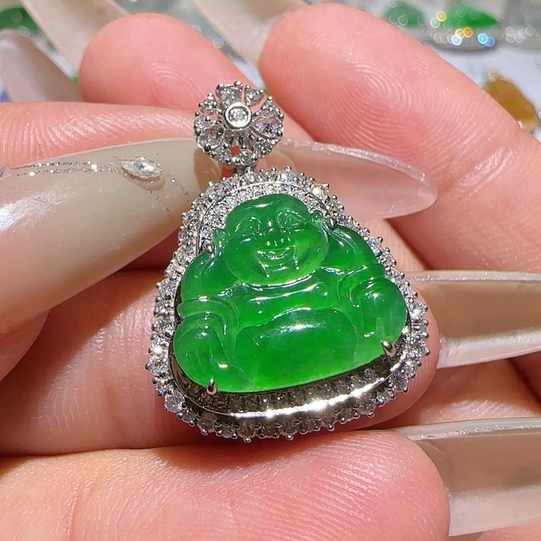 【闪购商品】翡翠18K金镶嵌颈饰天然