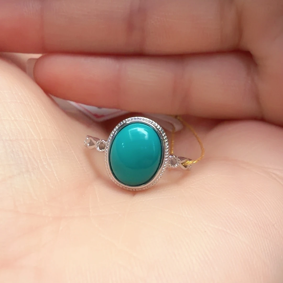 绿松石银S925镶嵌戒指