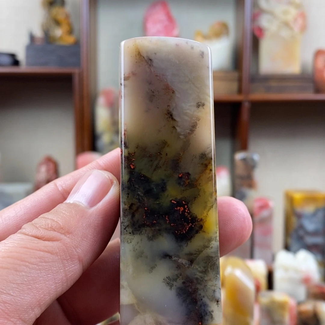 巴林石印石巴林鸡血石血王水草素章