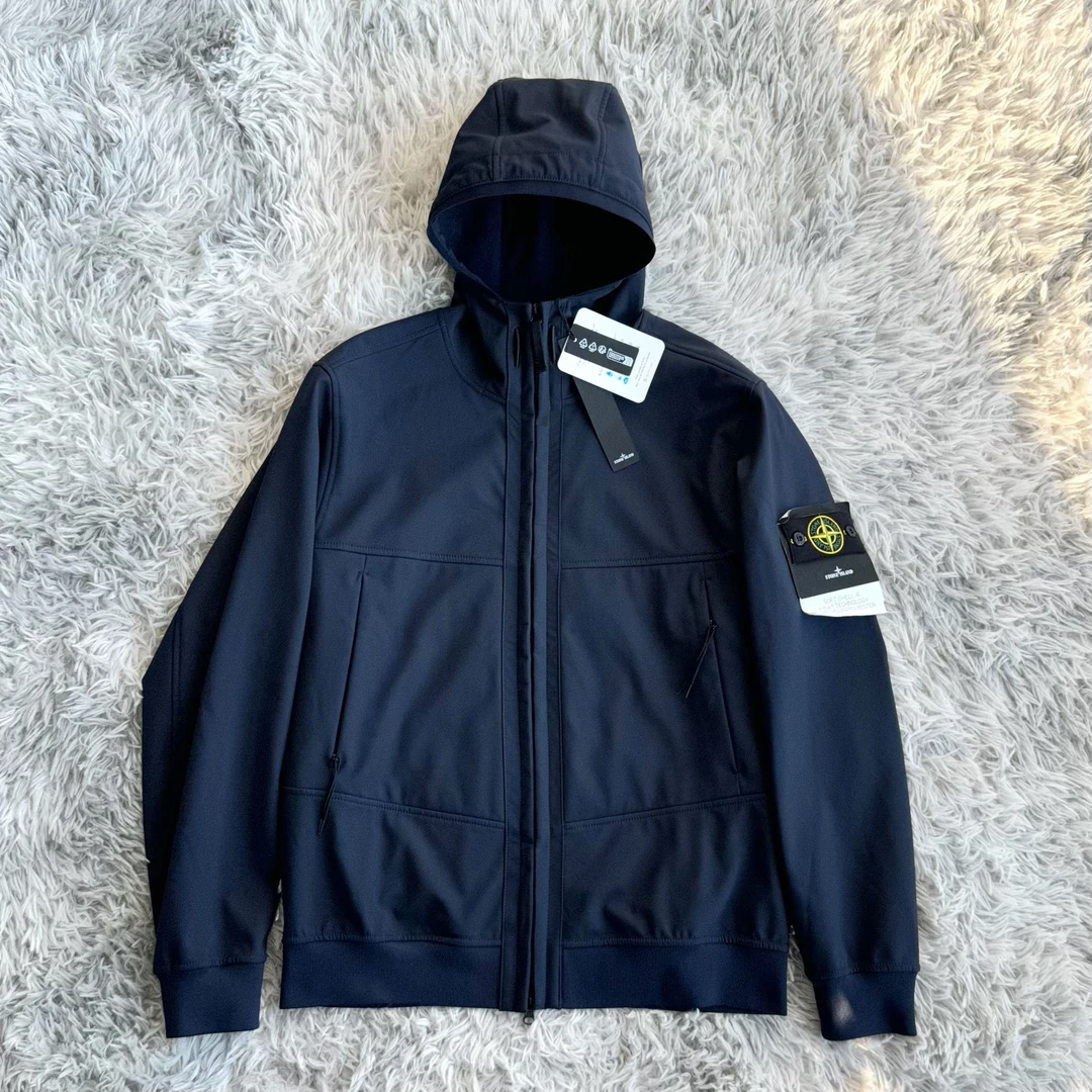 现货Stone Island石头岛软壳抓绒夹克 深蓝色 24秋冬款 专柜近7k