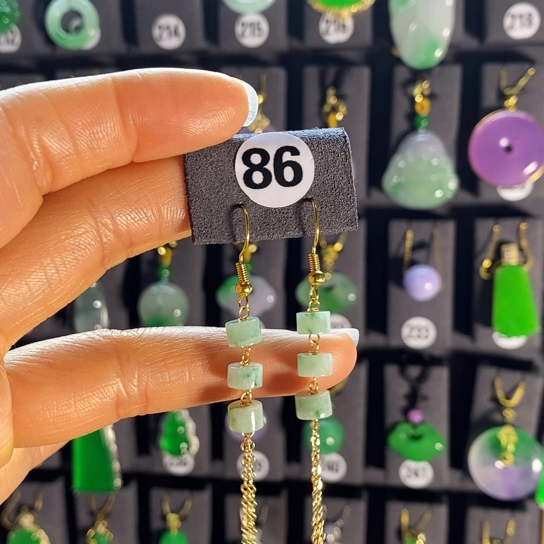 银S925镶嵌翡翠耳饰86