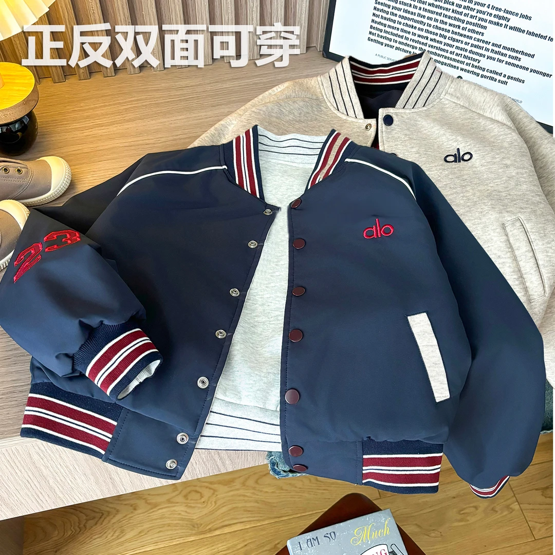【实体品质】儿童装男童双面穿外套春秋款中大童秋装休闲夹克衣服潮