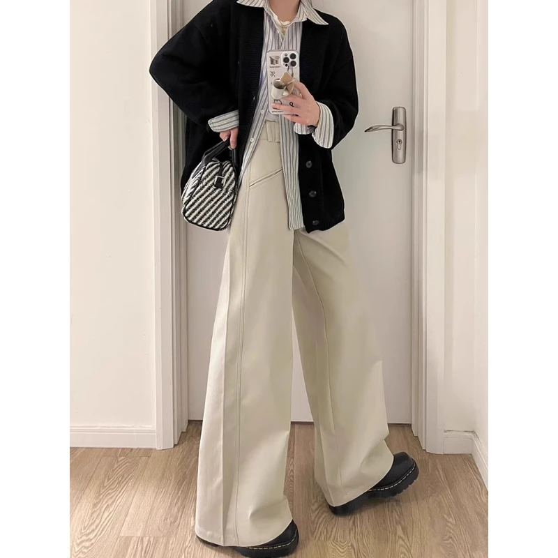 西装喇叭休闲裤女弹力高腰显瘦大码胖mm遮肉梨形身材夏季薄款裤子