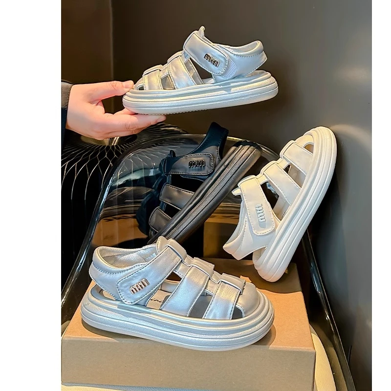 ABC男童包头凉鞋2025夏季女童百搭软底防滑沙滩鞋中大童镂空凉鞋