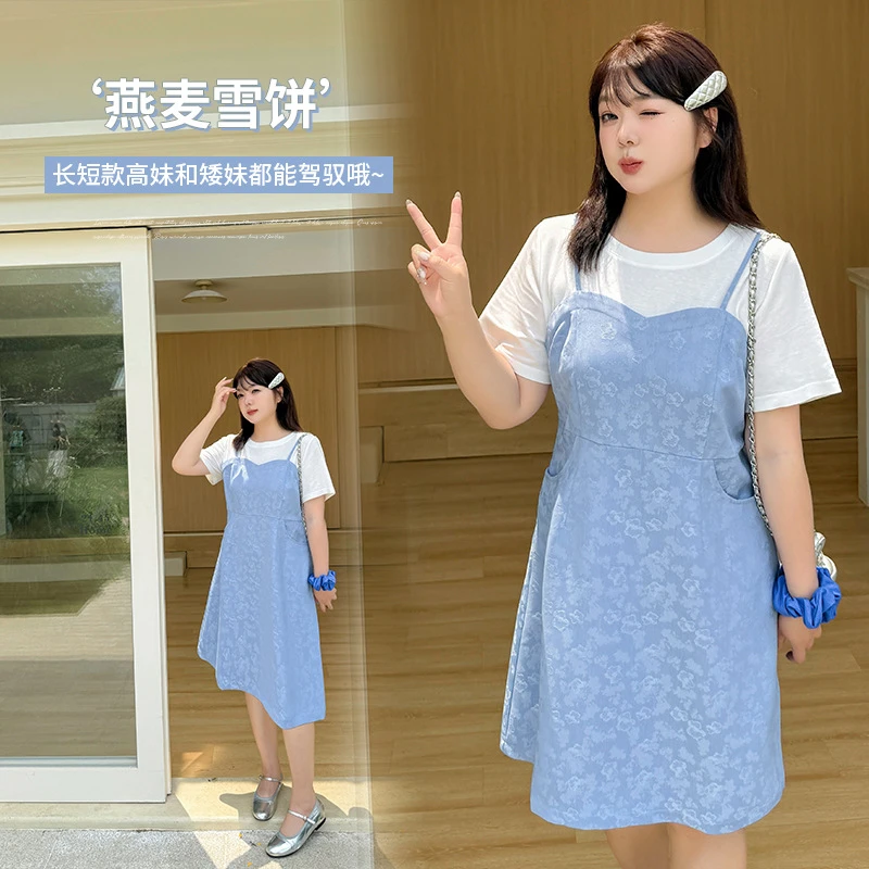 闺蜜装长短款可选连衣裙2025夏季新款大码女装提花清凉裙子232415