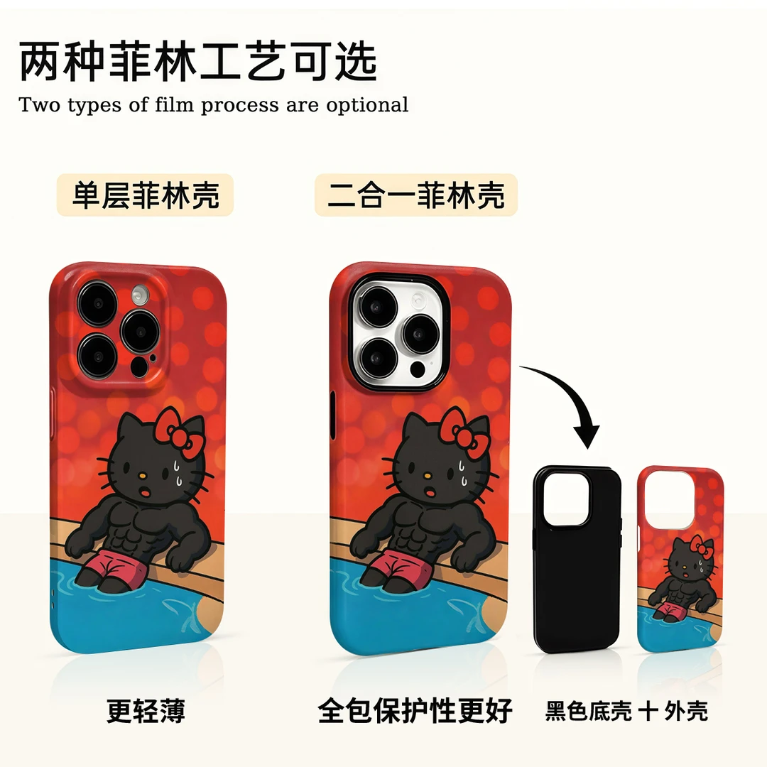 黑皮肌肉KT适用苹果16promax华为小米vivo oppo荣耀手机壳菲林