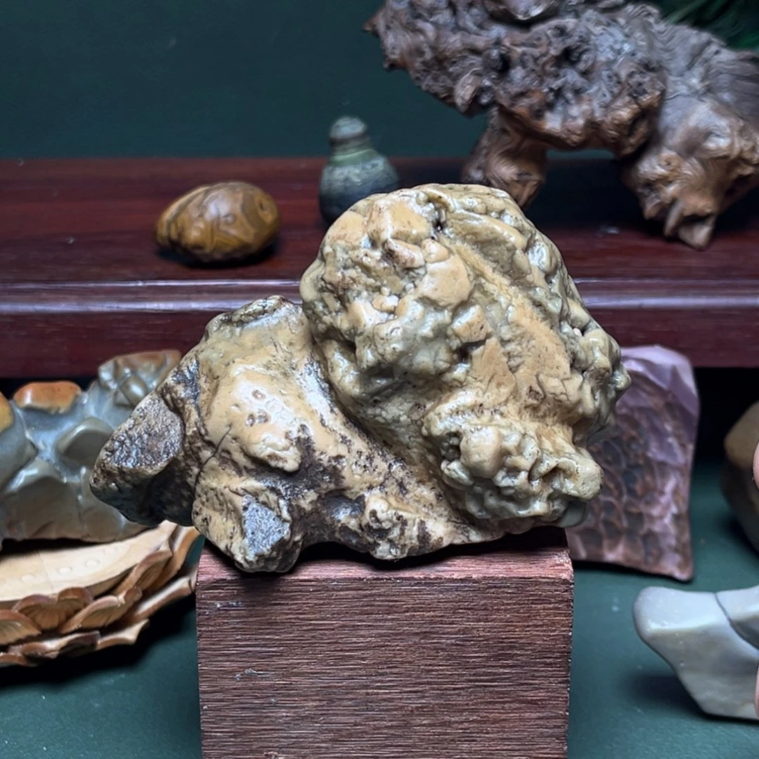 浮***尘有机玻璃阿拉善戈壁石观赏石狮子