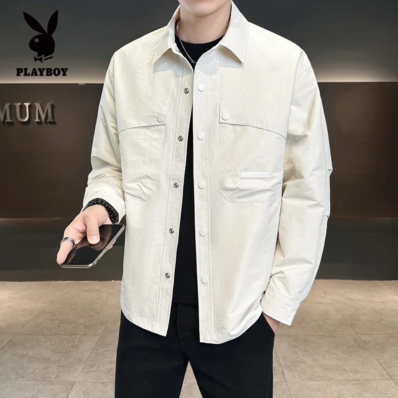 花花公子2025秋季新款气质简约百搭潮流男士翻领夹克外套