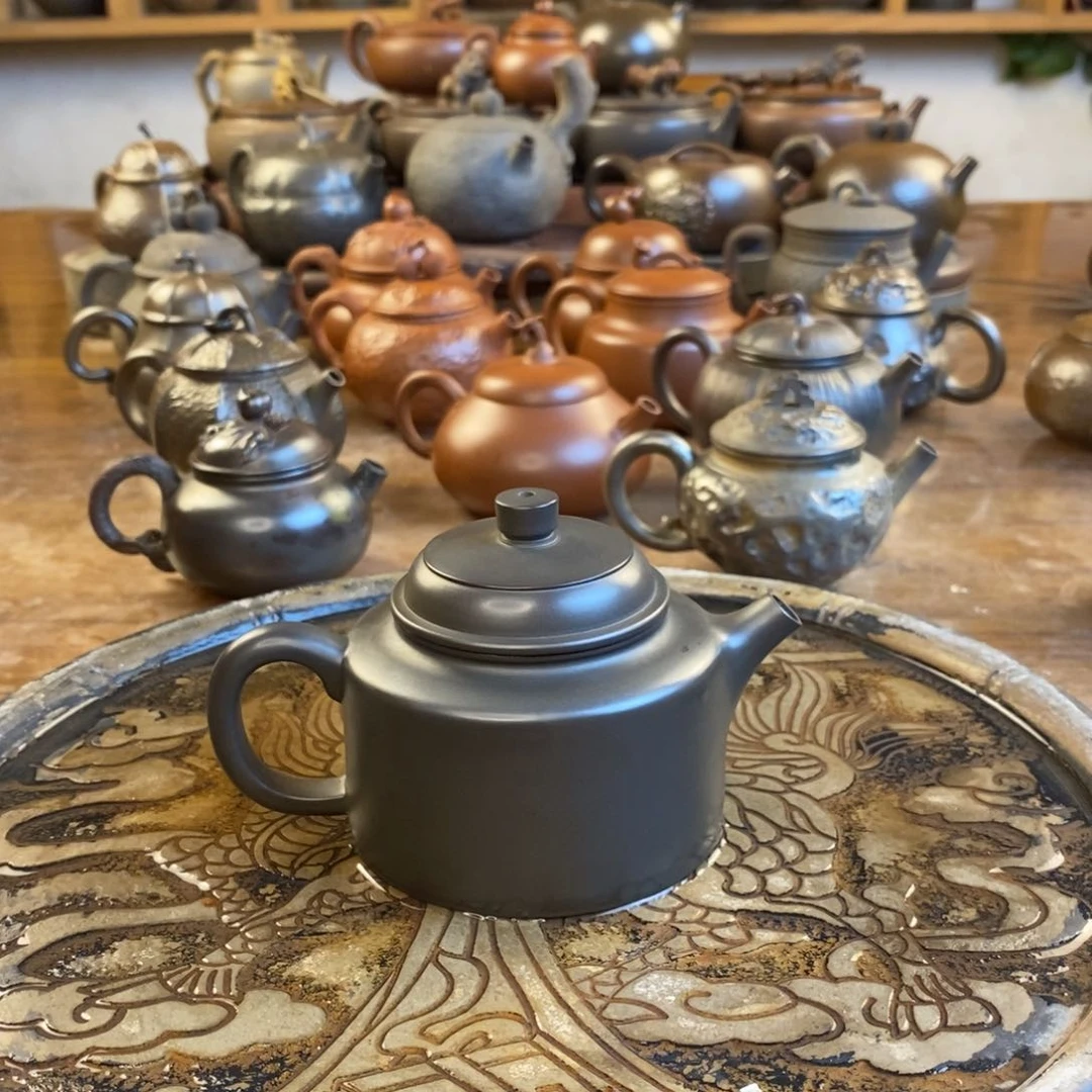复烧黑色德钟壶170cc坭兴陶茶壶