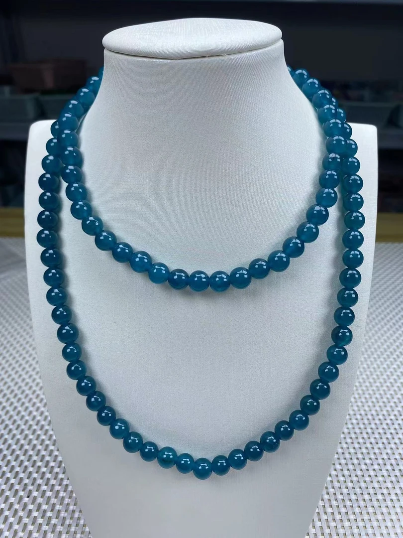 F308墨绿蓝水8mm项链经典精品时尚气质百搭情侣多样性发一