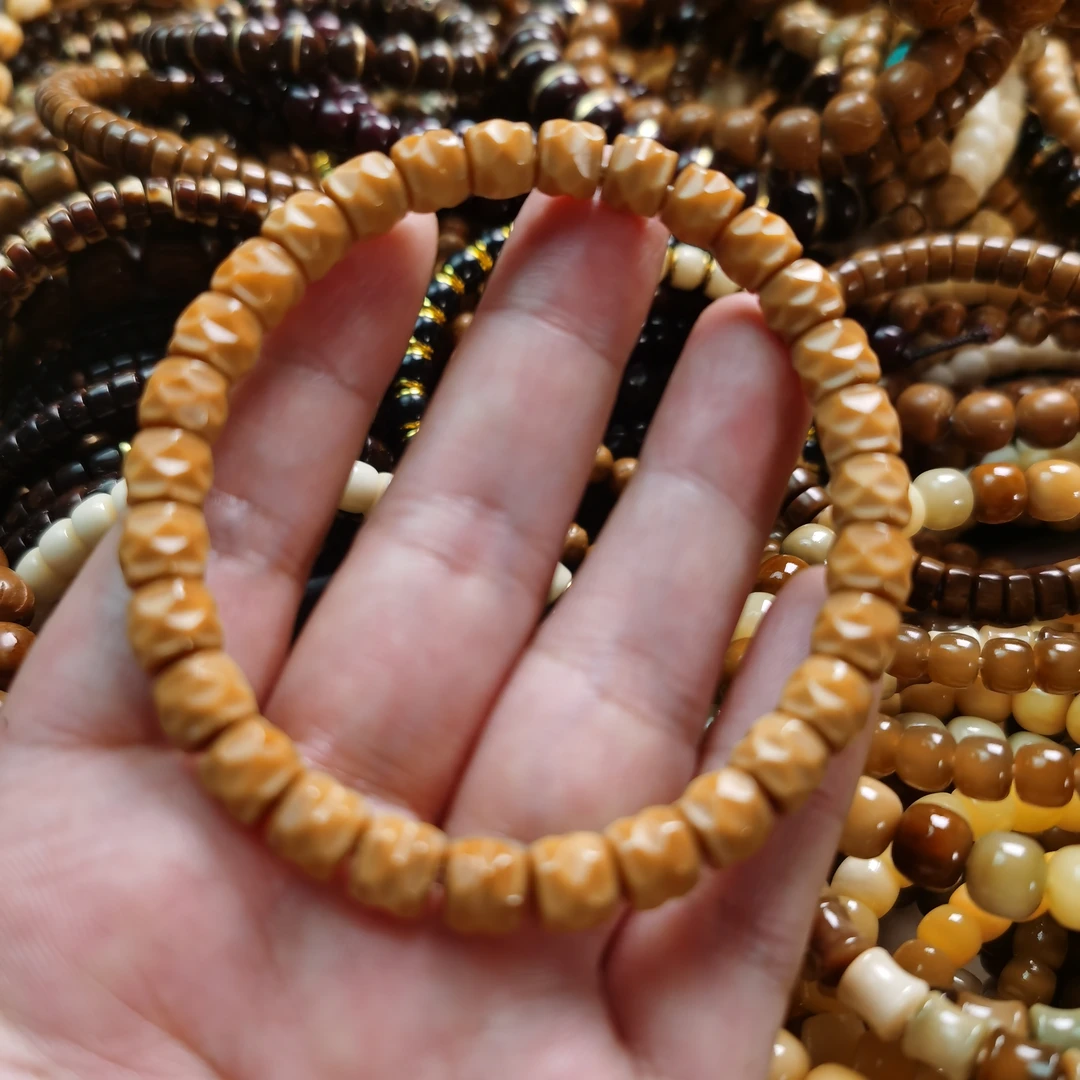 龙脊菩提子雕刻直切奶酪无相文玩单圈手串实卡7.6mm左右