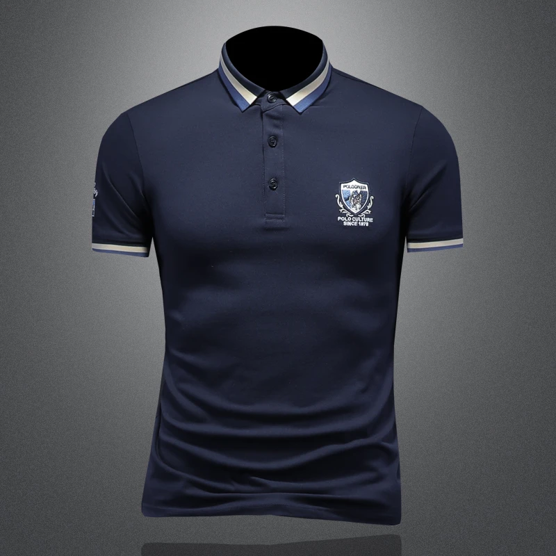 BOY NORMAN夏季新款高端男士短袖POLO衫刺绣时尚百搭修身翻领T恤