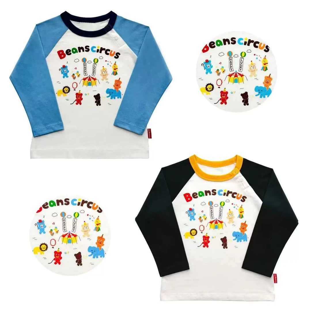 （现货）秋款儿童马戏团卡通印花长袖休闲风T恤圆领上衣多巴胺穿搭