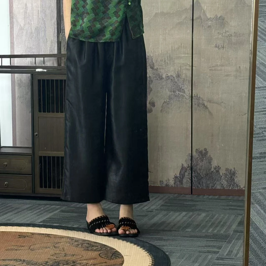 100桑蚕丝！皮子料八分裤