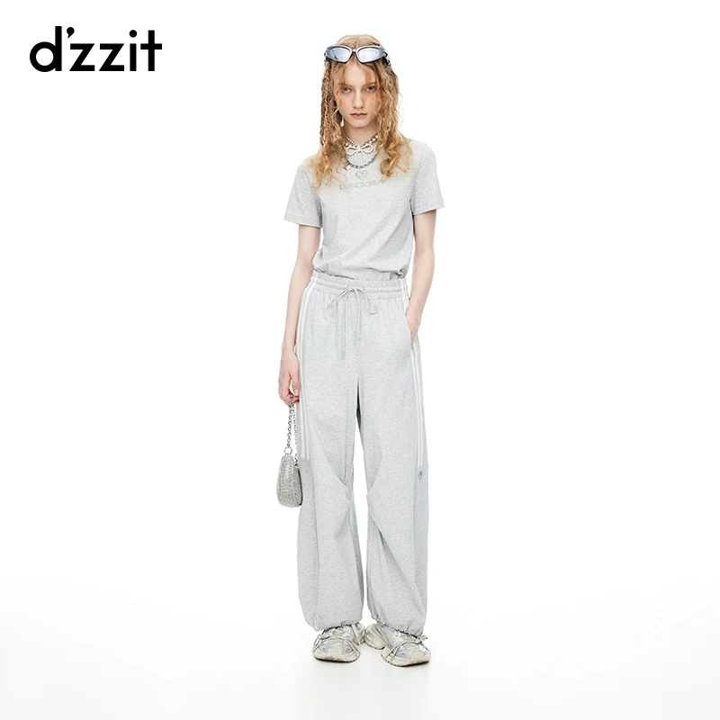 210【专属】dzzit地素短袖T恤高级感细闪银葱正肩纯棉上衣女