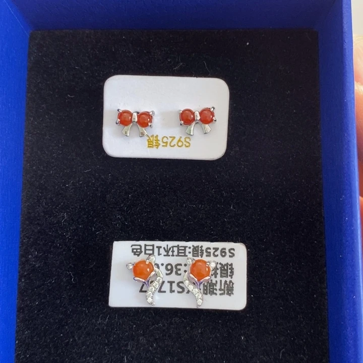 翡翠银S925镶嵌耳饰天然缅甸翡翠A货耳钉任选其一