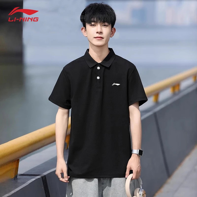李宁polo衫纯棉短袖男夏季潮流t恤宽松学生纯色翻领半袖体恤男装