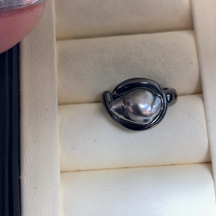 银S925镶嵌戒指海水珍珠