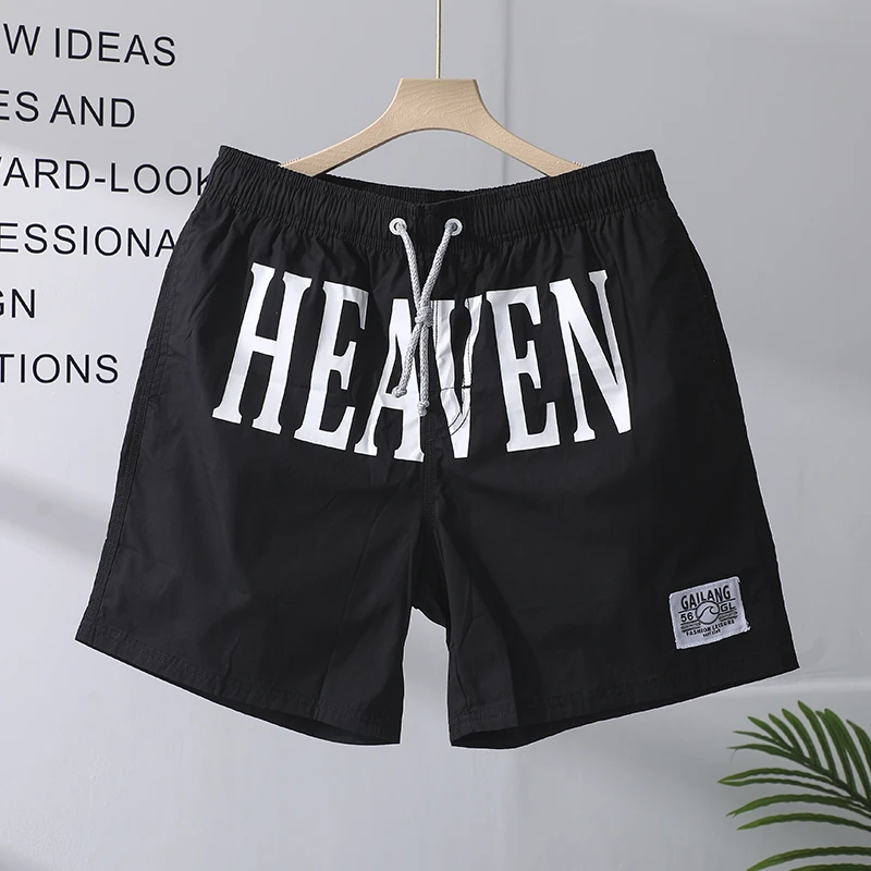 男士黑色短裤夏季新款纯棉透气潮流沙滩裤男款低腰休闲五分裤外穿