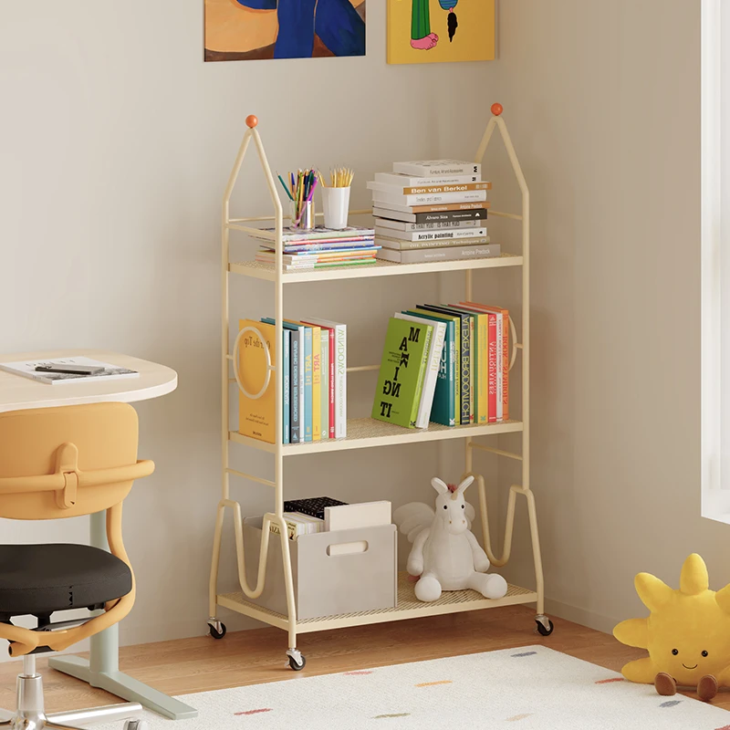 儿童书架多层可移动阅读区绘本架收纳架新款家用铁艺落地置物架