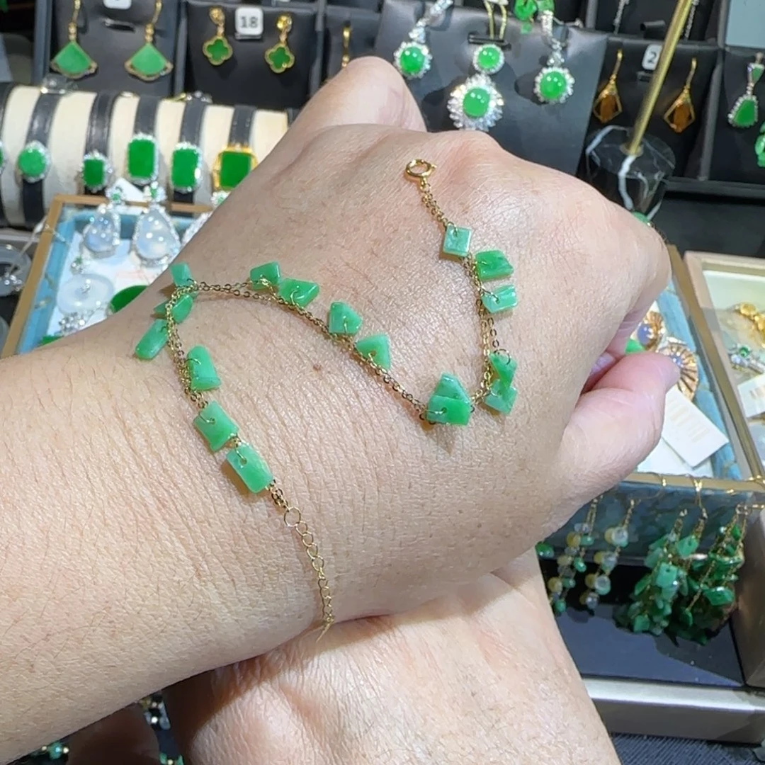 翡翠18K金镶嵌颈饰手链