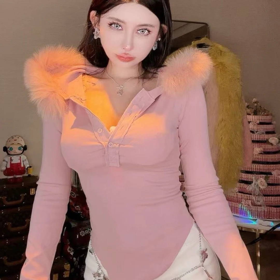 【限量款颜色】真毛领修身显瘦上衣