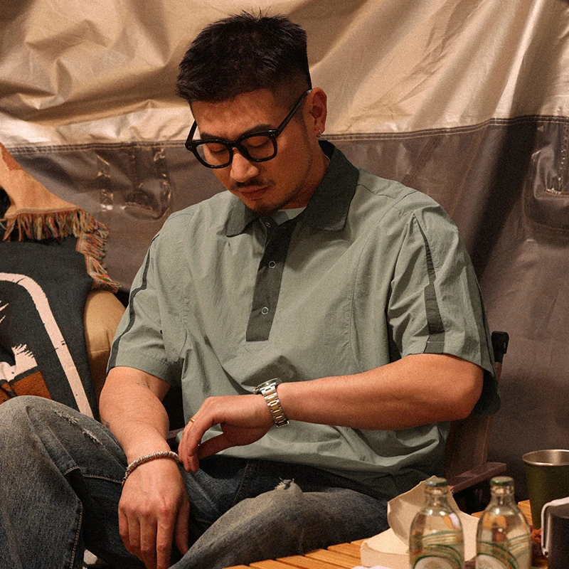 GYXT户外速干Polo衫男短袖宽松有领2025夏季薄款翻领工装半袖t恤