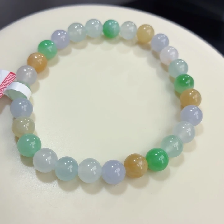 翡翠未镶嵌手链冰胶多宝卡7