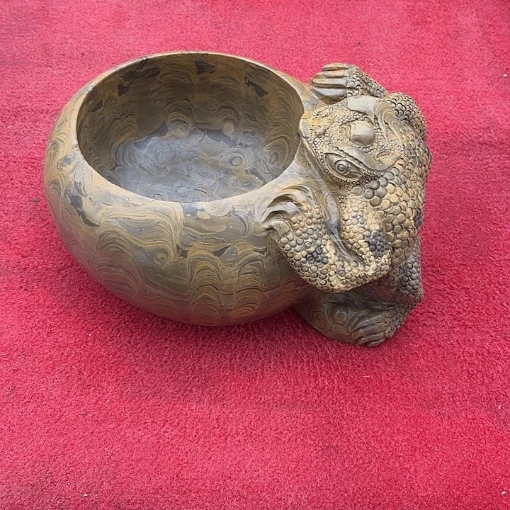 成***灵璧石金钱石金蟾缸