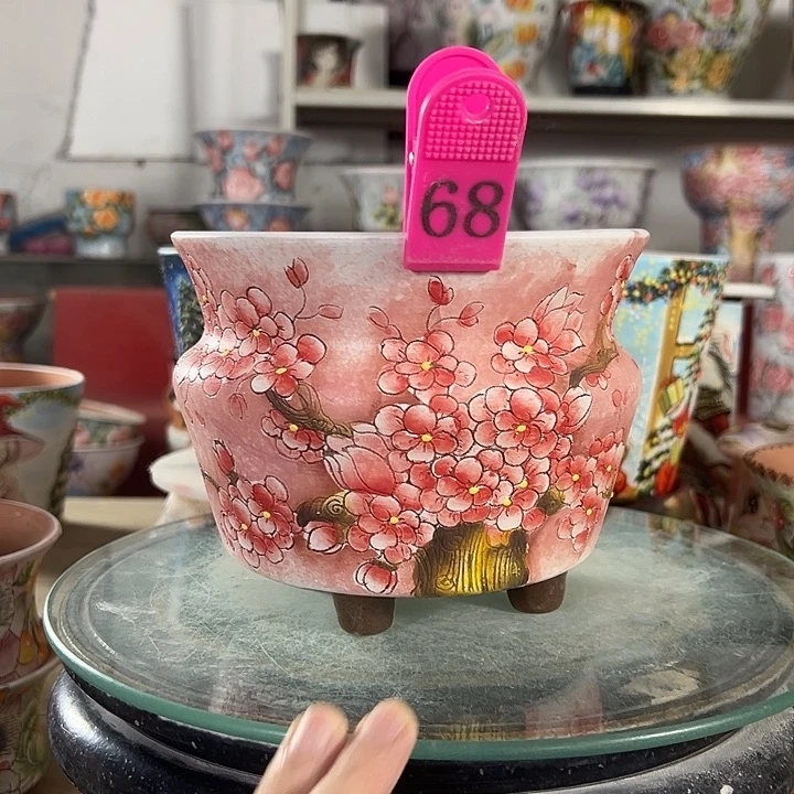 满38包邮景德镇手绘花盆性价比超高