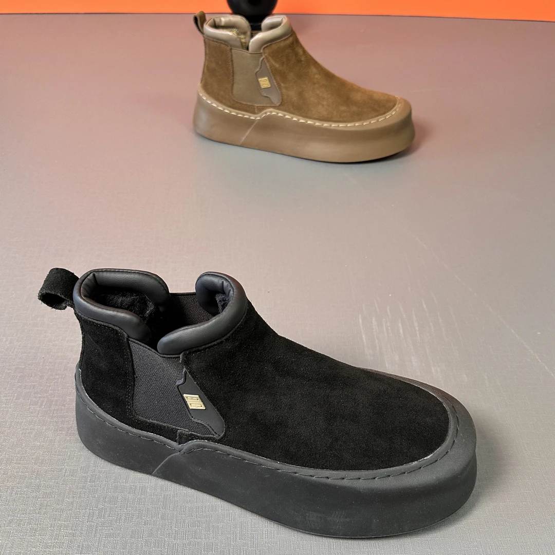 冬季纯色板鞋运动风高帮休闲鞋加绒保暖厚底增高板鞋