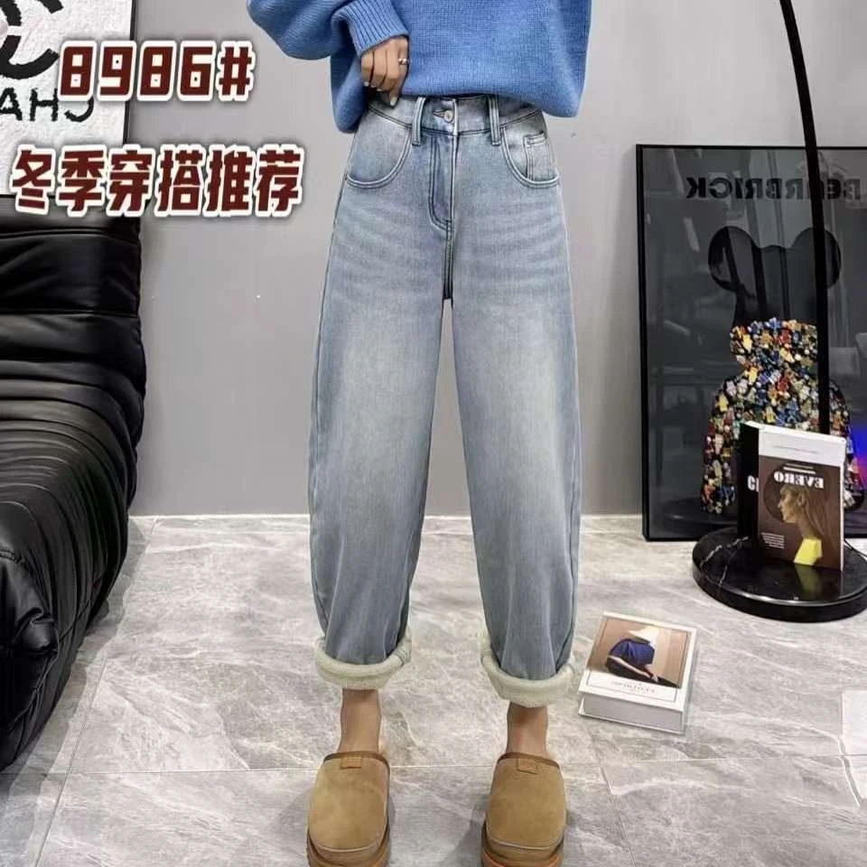 8986松紧腰全弹力牛仔裤