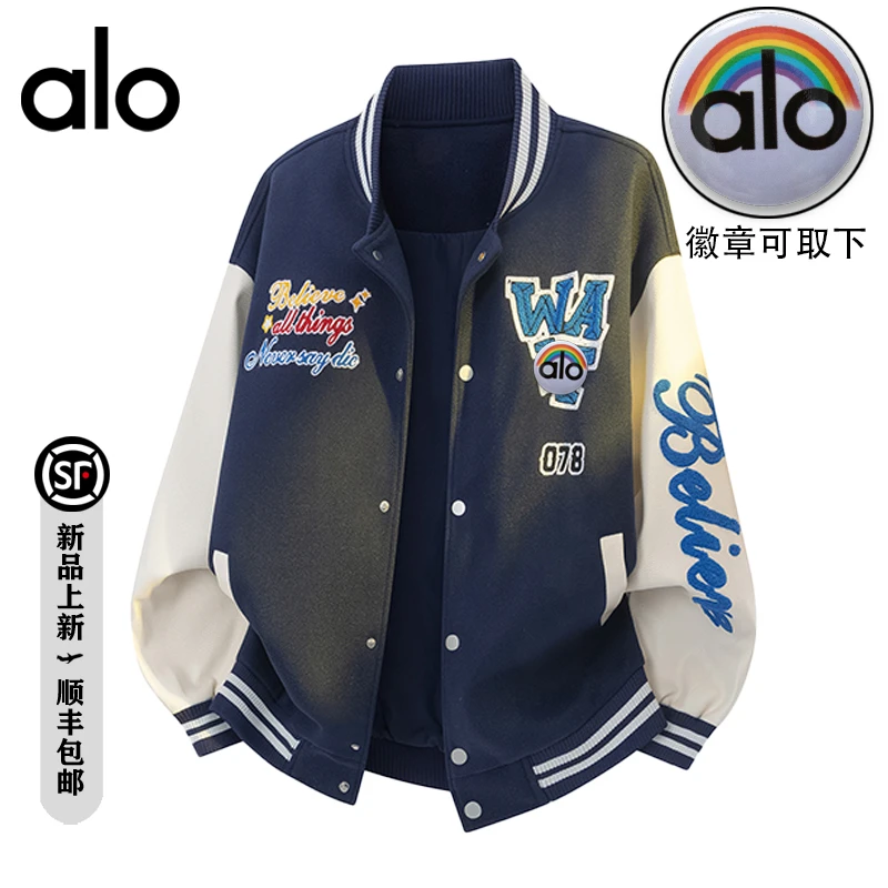 【官方奥特莱斯】alo潮牌日系潮流数字棒球服男女百搭户外休闲夹克