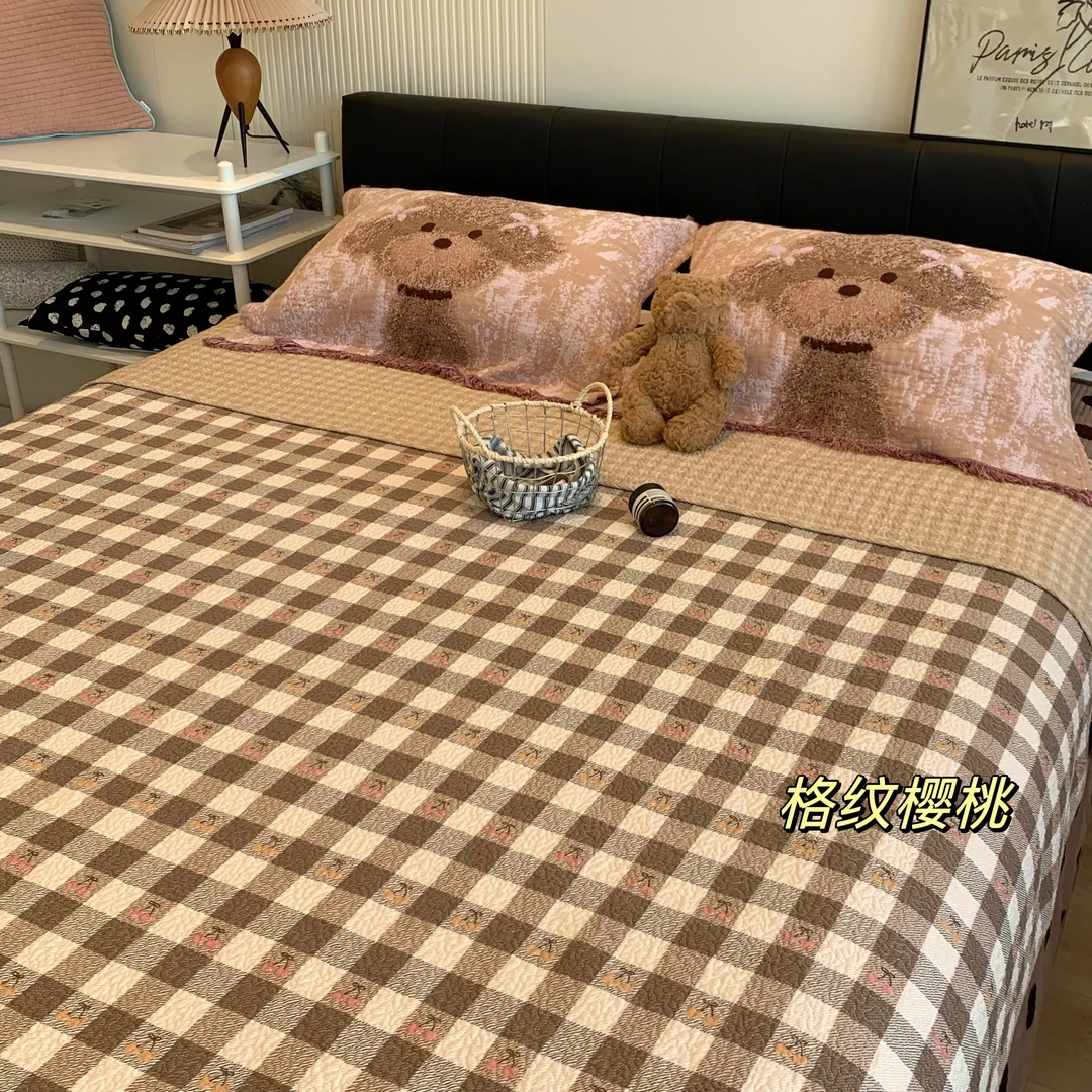 本世家纺 双面全棉棉花床盖酵素砂洗绗缝夹棉水洗可机洗加厚炕盖