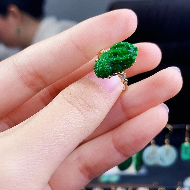 翡翠戒指银S925镶嵌饰品
