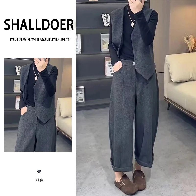 欧货轻职风时尚套装女2025春秋季新款外搭马甲休闲裤九分裤两件套