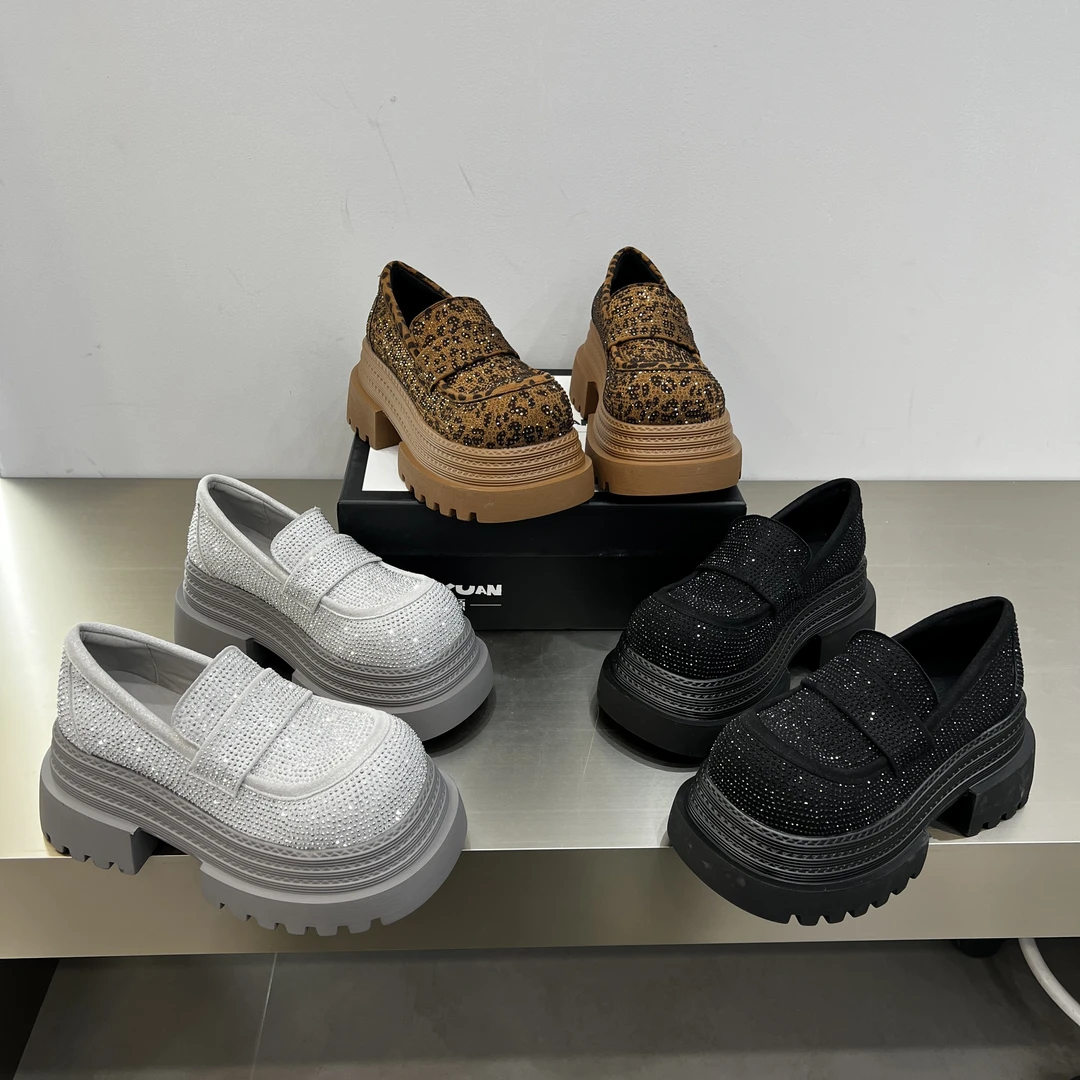 时尚百搭夏季乐福鞋春夏厚底英伦风圆头松糕底春季