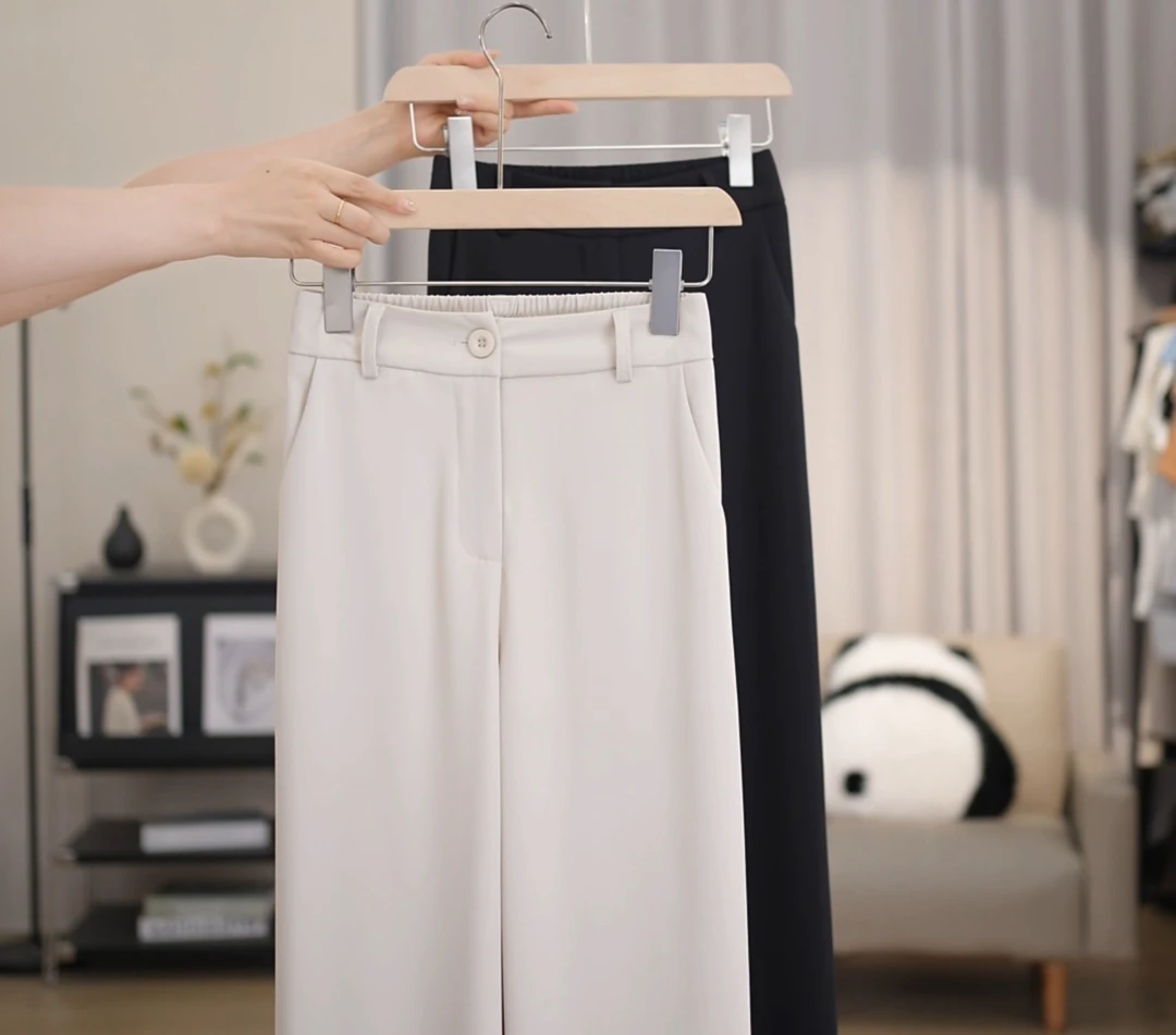 冰丝直筒裤女夏季薄款小个子高腰垂感休闲西装防晒凉凉阔腿裤