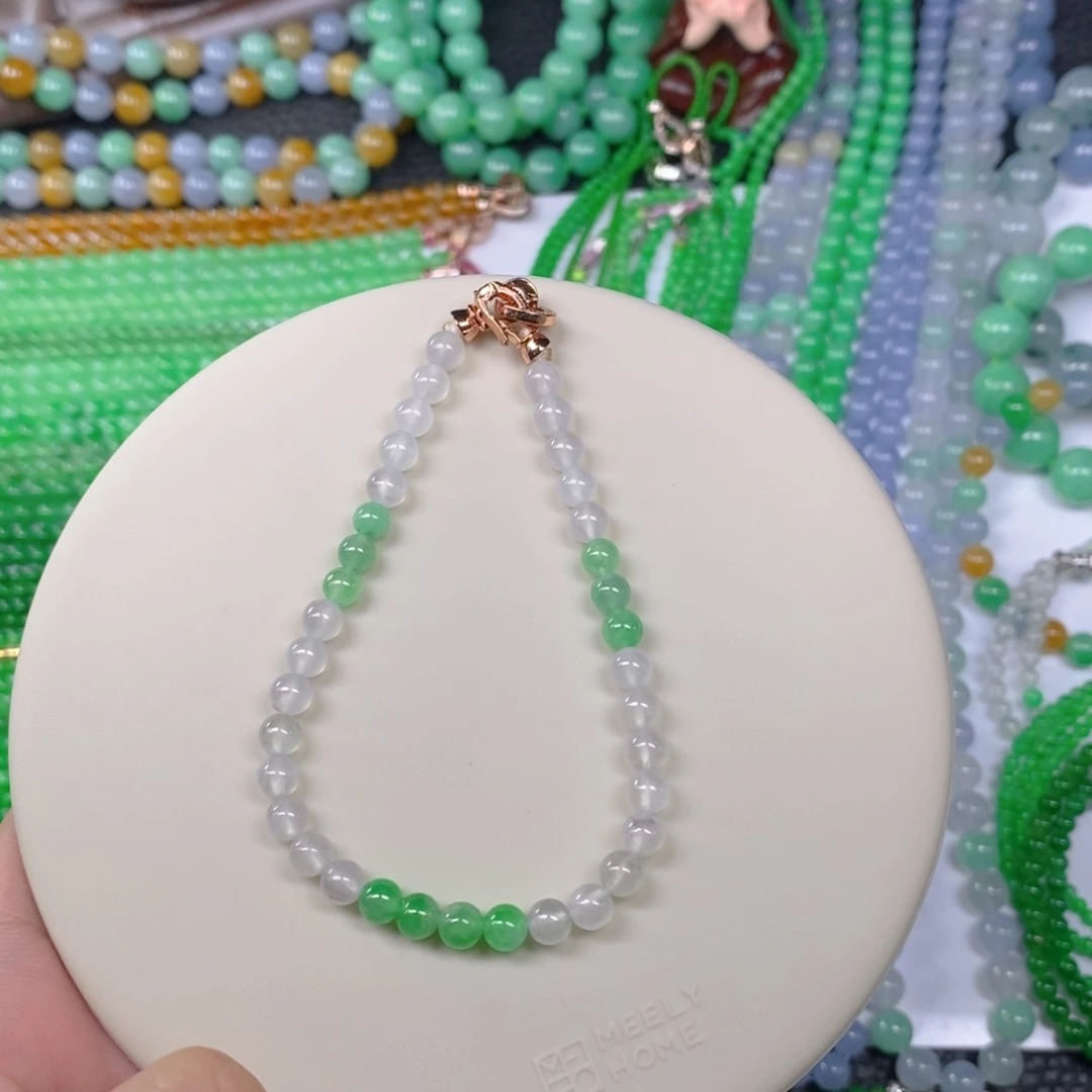 颈饰未镶嵌翡翠缅甸天然翡翠冰种双彩手链5