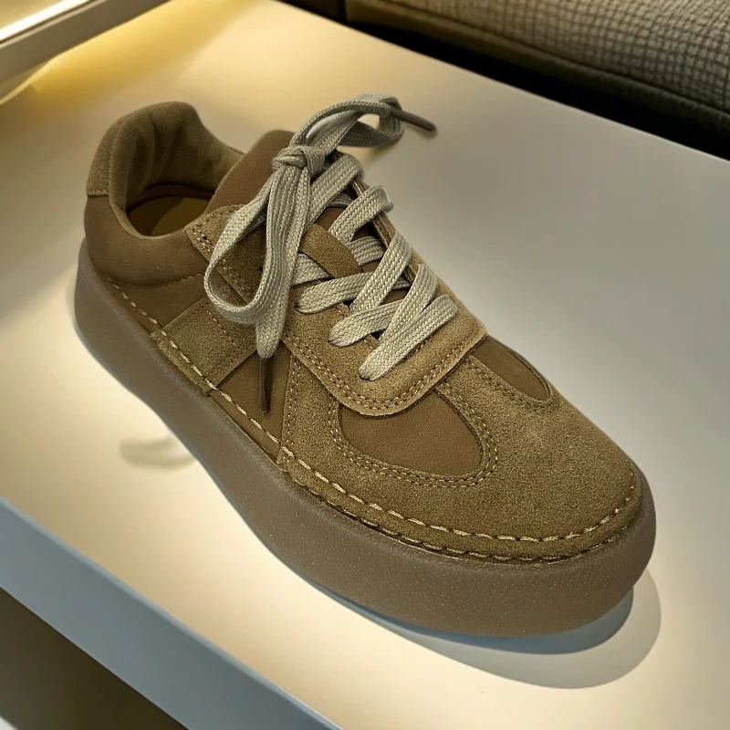 2188厚底板鞋圆头迷彩时尚拼色时尚休闲鞋透气做旧单鞋