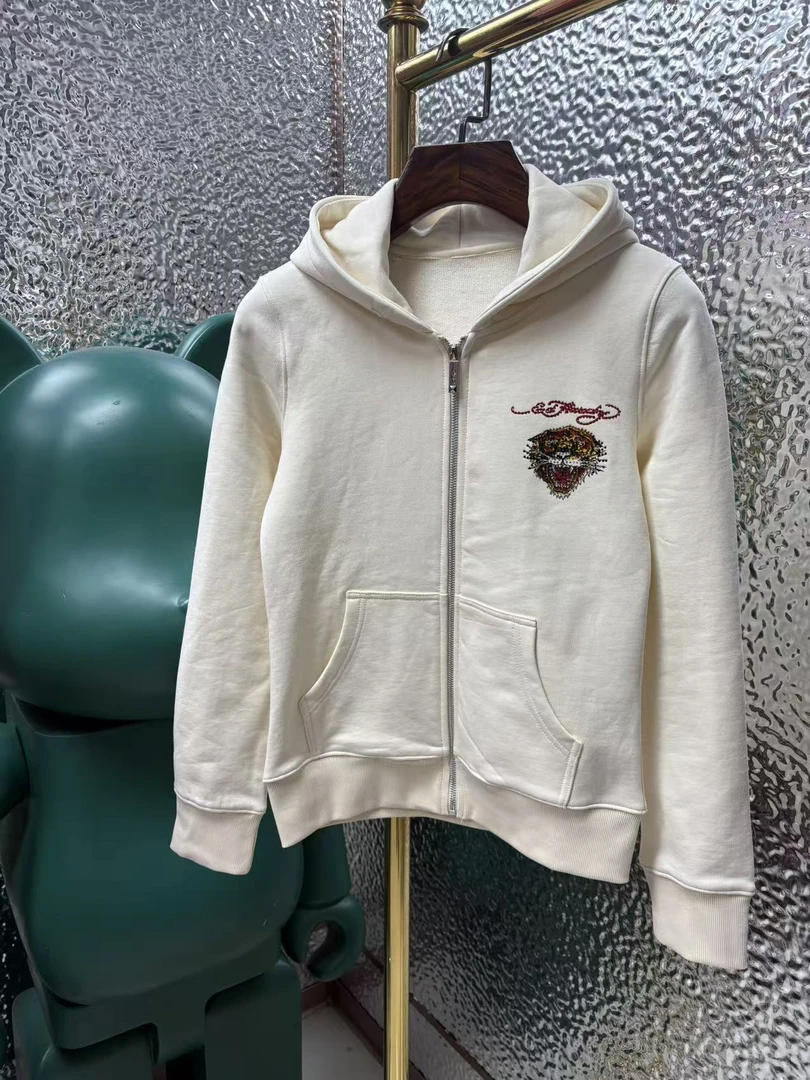 ED DAESUNG小虎头420克纯棉拔印烫钻开衫连帽卫衣